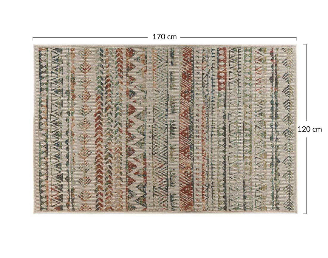 Tapis rectangulaire motif oriental intérieur et extérieur multicolore Noumea