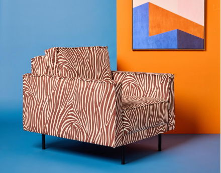 Fauteuil zèbre en velours Charlie