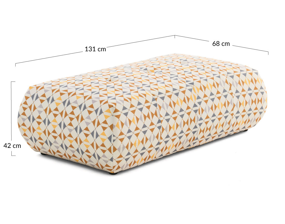 Pouf motif graphique en tissu Onyx