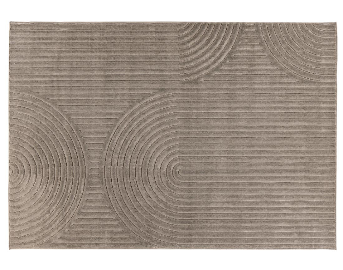 Tapis rectangulaire motif abstrait intérieur et extérieur taupe Rio