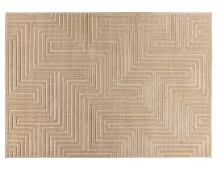 Tapis rectangulaire motif graphique intérieur et extérieur beige Rio