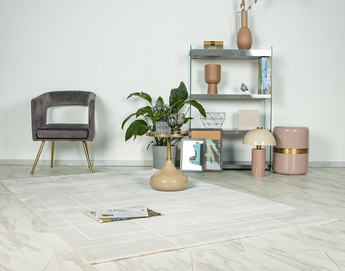 Tapis rectangulaire motif graphique taupe Telio