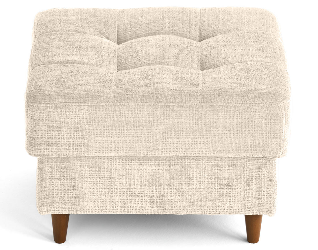 Pouf en velours texturé pieds en bois Anna