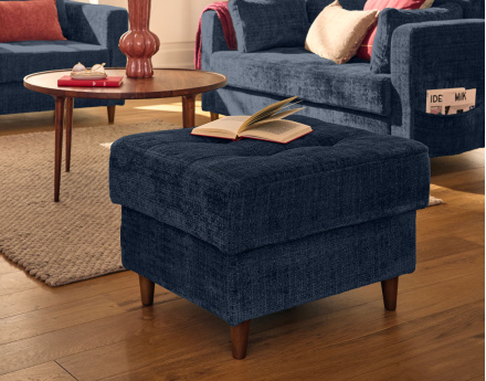 Pouf en velours texturé pieds en bois Anna