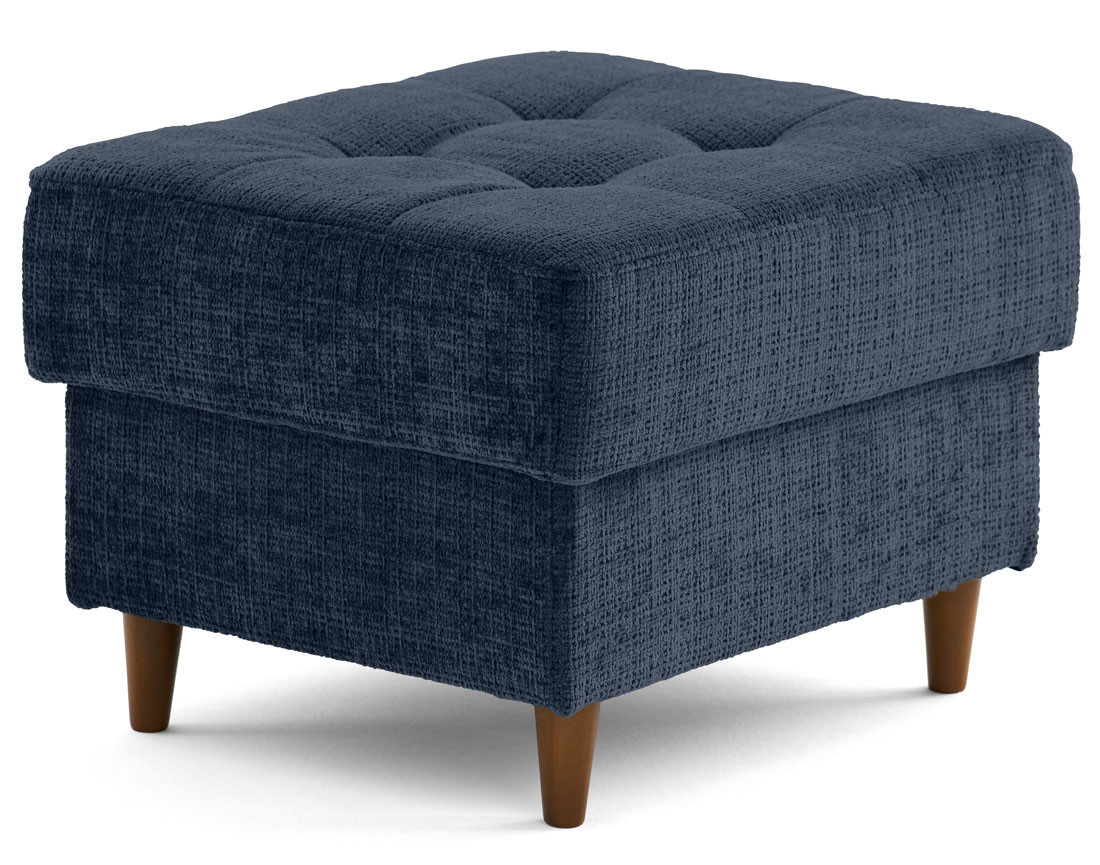 Pouf en velours texturé pieds en bois Anna