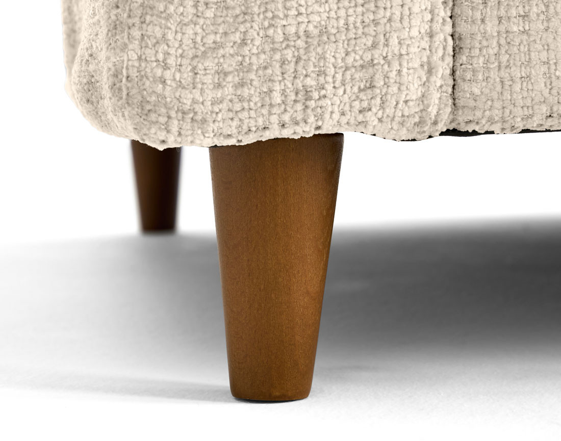 Pouf en velours texturé pieds en bois Anna
