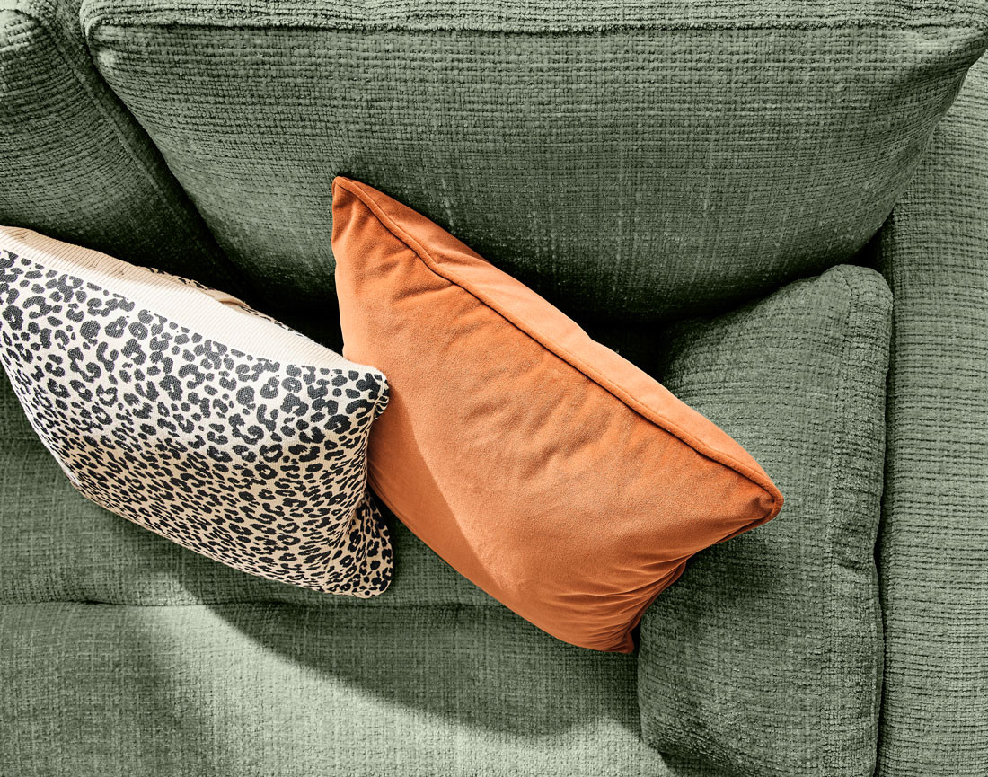 Canapé droit 3 places convertible avec poche en velours texturé Anna