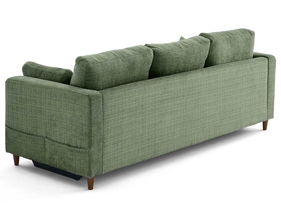 Canapé droit 3 places convertible avec poche en velours texturé Anna