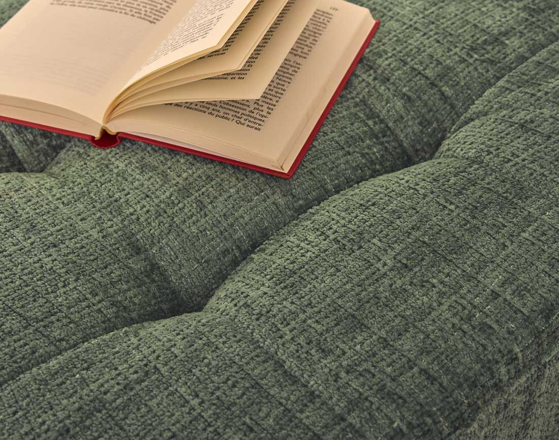 Canapé droit 2 places avec poche en velours texturé Anna