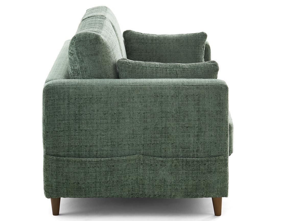 Canapé droit 2 places avec poche en velours texturé Anna