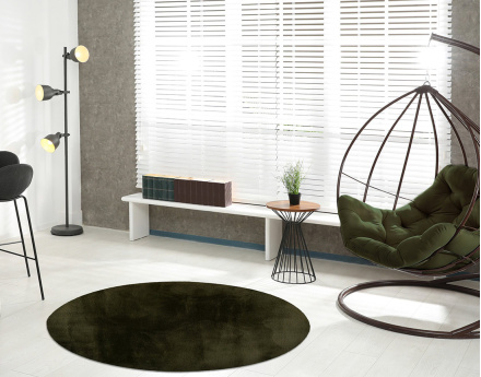 Tapis rond fausse fourrure vert Joy