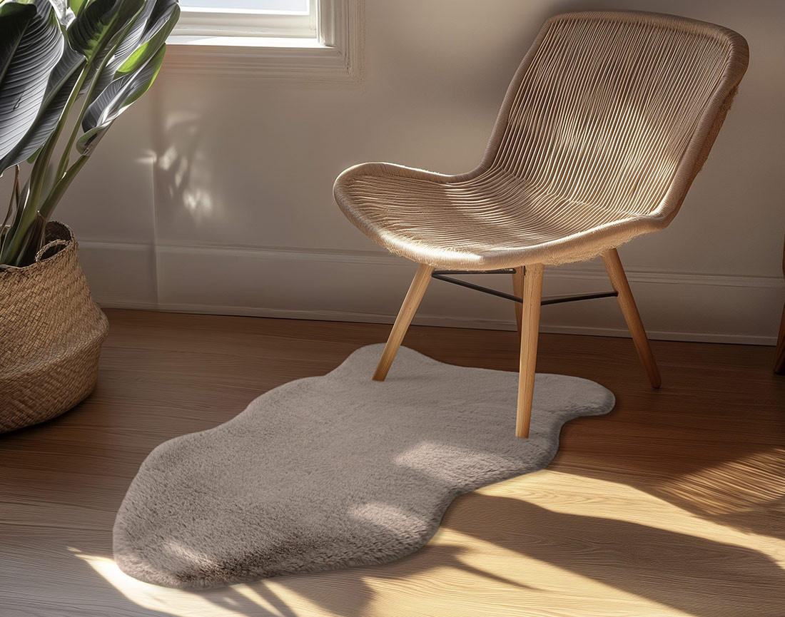 Tapis organique fausse fourrure taupe Bear