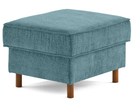 Pouf en tissu velours relief pieds en bois foncé Jake