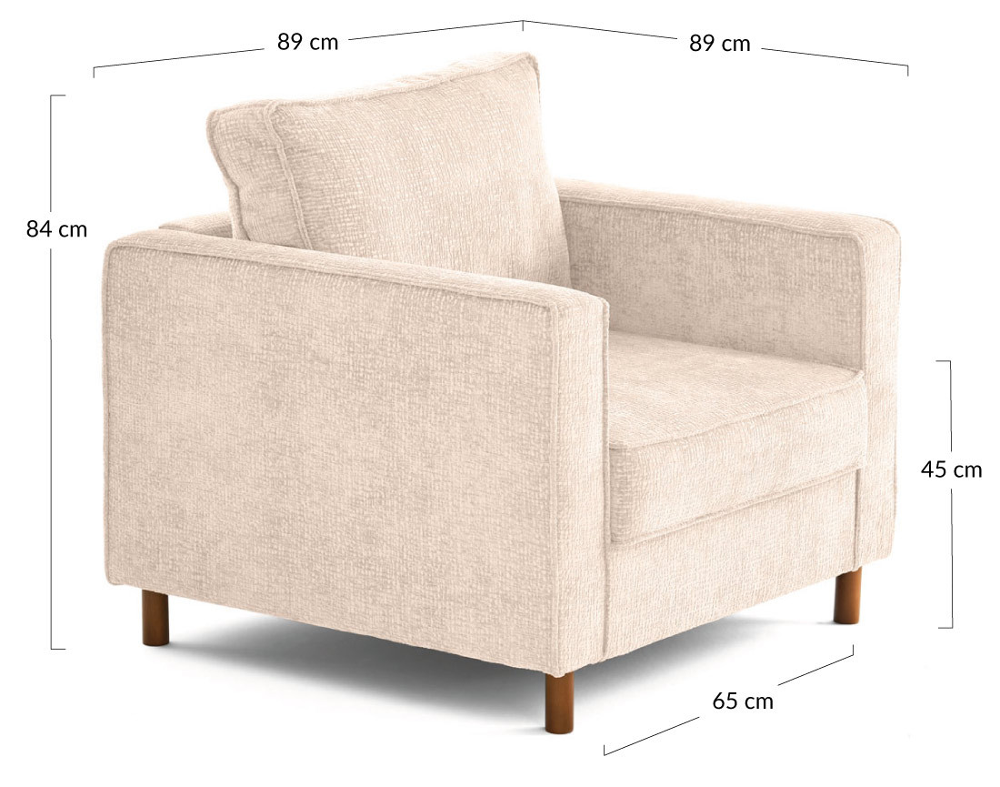 Fauteuil en tissu velours relief pieds en bois foncé Jake