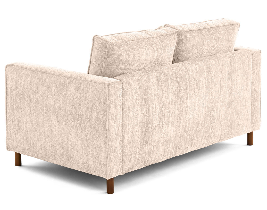 Canapé droit 2 places en tissu velours relief pieds en bois foncé Jake