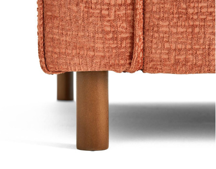 Canapé droit 2 places en tissu velours relief pieds en bois foncé Jake