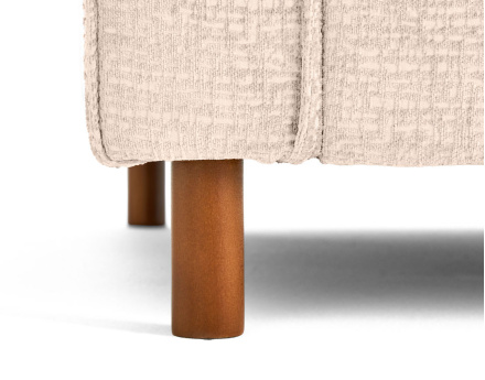 Canapé droit 2 places en tissu velours relief pieds en bois foncé Jake