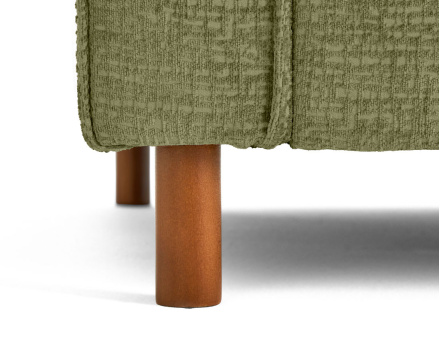 Canapé droit 2 places en tissu velours relief pieds en bois foncé Jake