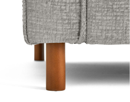 Canapé droit 2 places en tissu velours relief pieds en bois foncé Jake