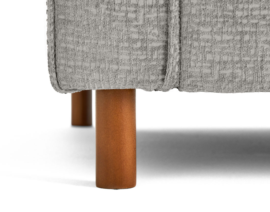 Canapé droit 2 places en tissu velours relief pieds en bois foncé Jake