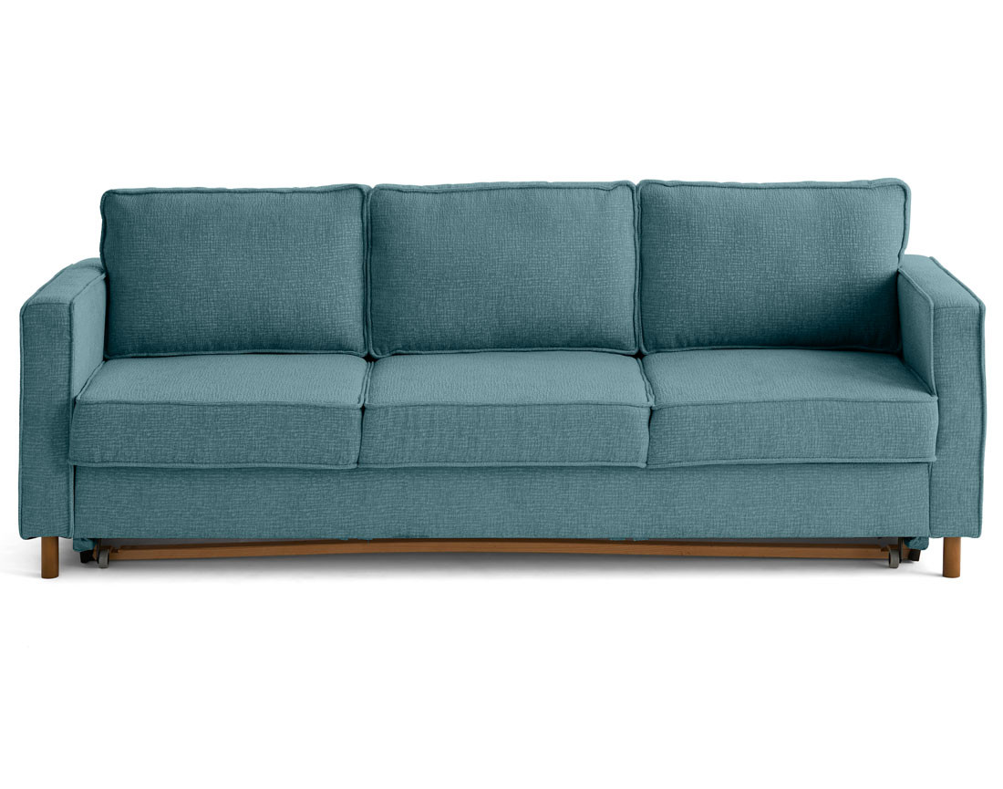 Canapé droit 3 places convertible en tissu velours relief Jake