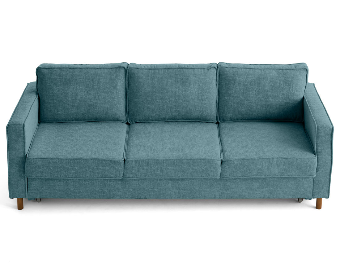 Canapé droit 3 places convertible en tissu velours relief Jake