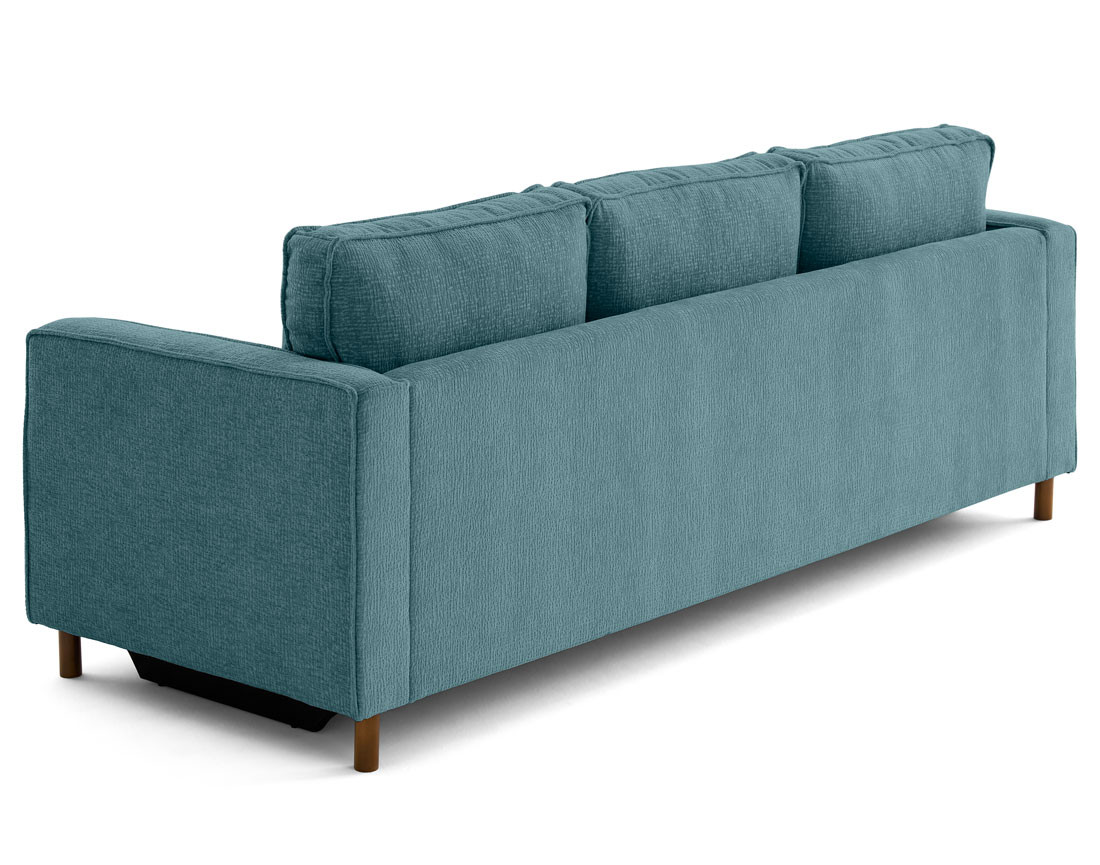 Canapé droit 3 places convertible en tissu velours relief Jake
