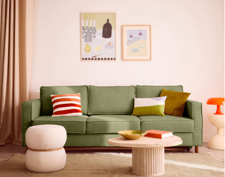 Canapé droit 3 places convertible en tissu velours relief Jake