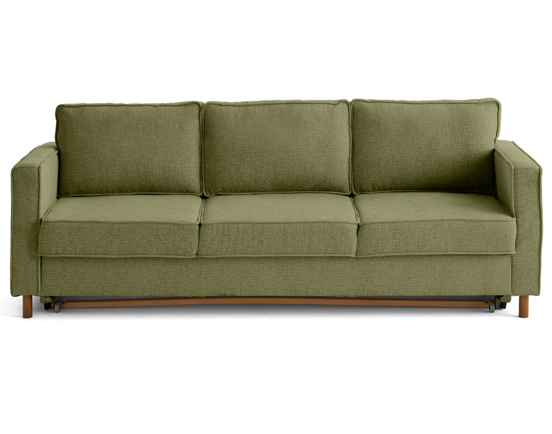 Canapé droit 3 places convertible en tissu velours relief Jake