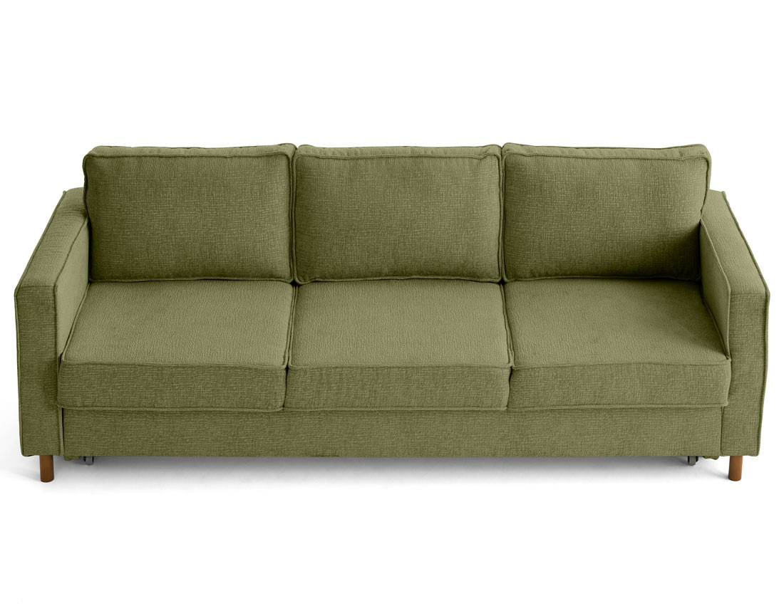 Canapé droit 3 places convertible en tissu velours relief Jake