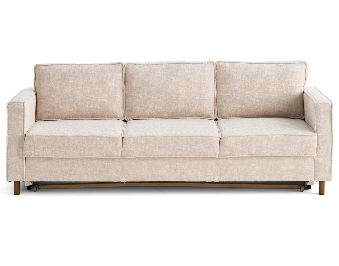 Canapé droit 3 places convertible en tissu velours relief Jake