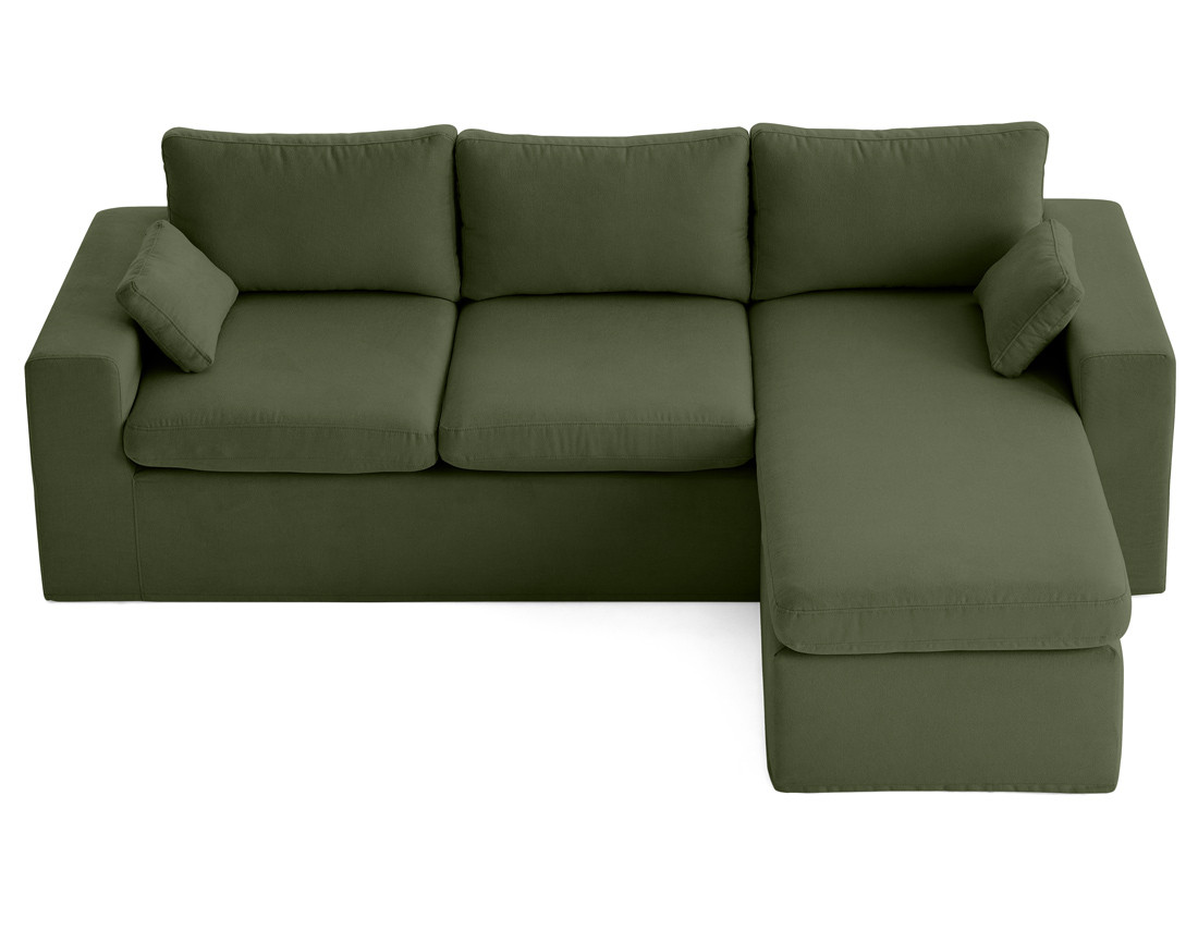 Canapé d'angle déhoussable et modulable 3 places et 1 pouf en tissu Calgary