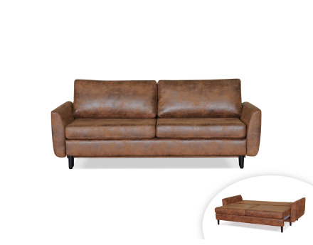 Canapé droit 3 places convertible style industriel avec coffre de rangement Dan
