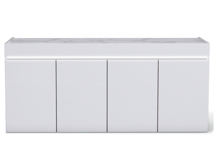 Buffet bas blanc plateau effet marbre 208 cm Amaury