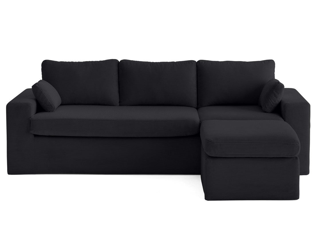 Housse en velours côtelé pour canapé d'angle 3 places et 1 pouf Calgary