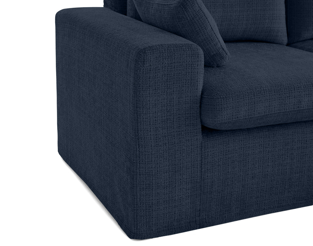 Canapé d'angle déhoussable et modulable 3 places et 1 pouf en velours texturé Calgary