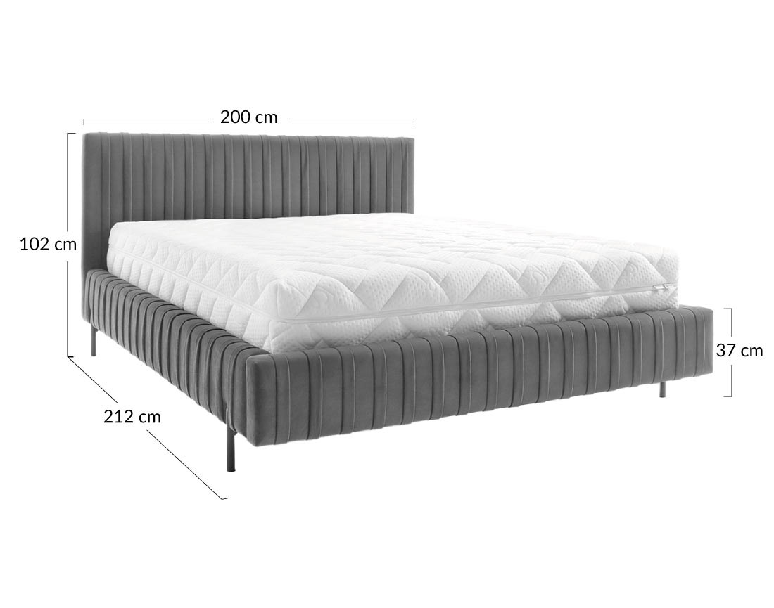 Lit coffre 180x200 cm sommier inclus en velours Flavio