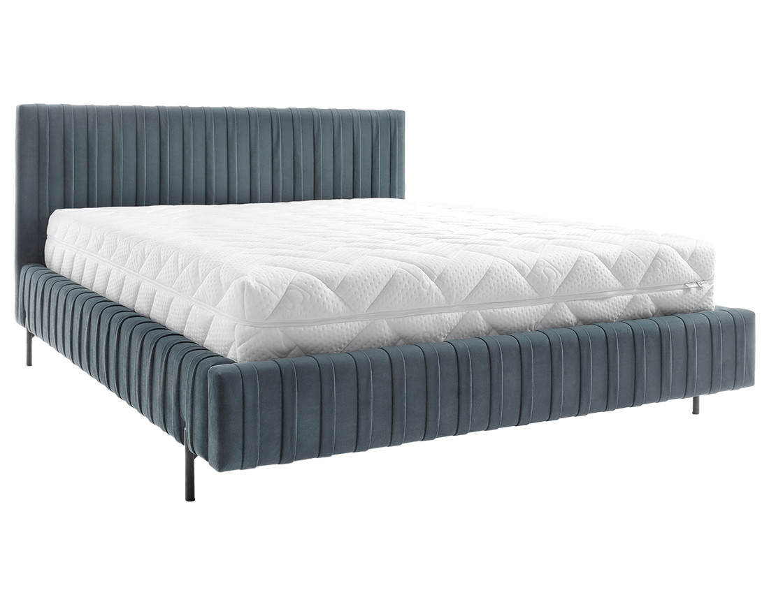 Lit coffre 180x200 cm sommier inclus en velours Flavio