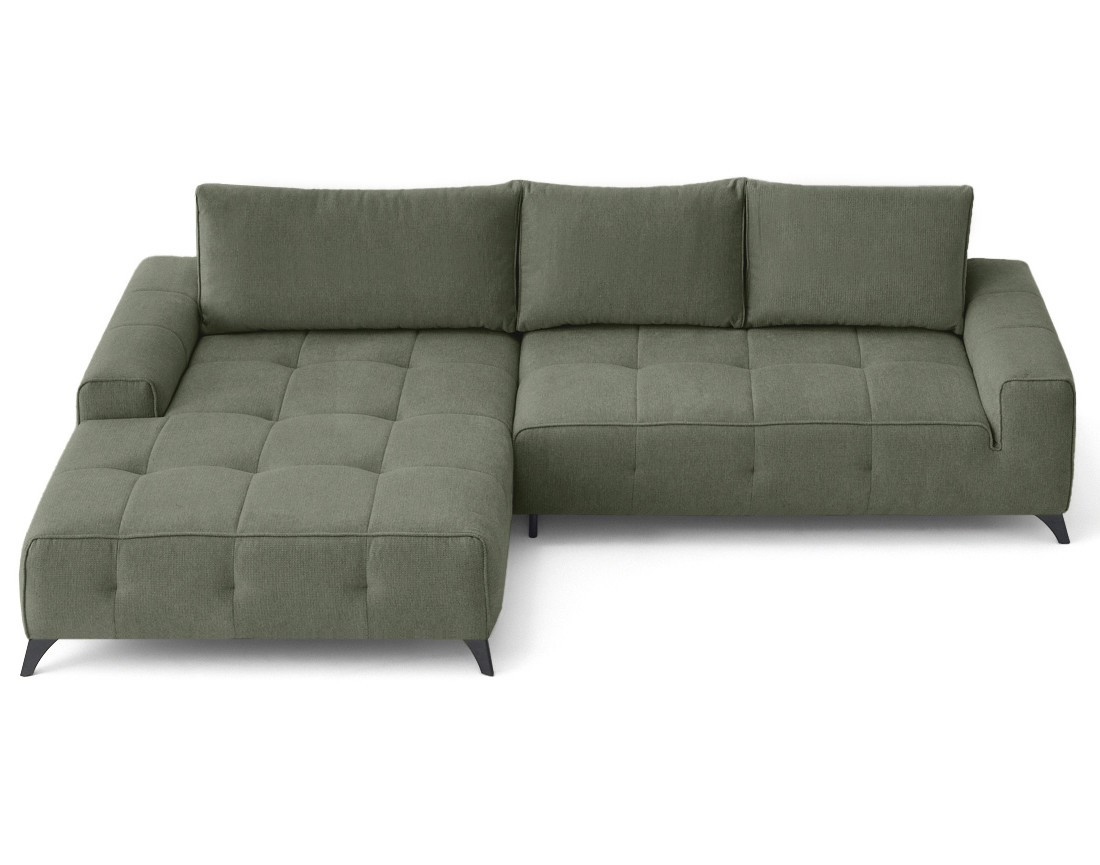 Canapé d'angle gauche 4 places convertible avec coffre en tissu texturé Rimini