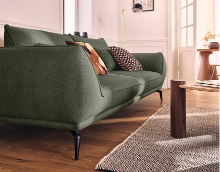 Canapé droit 3 places convertible en tissu texturé Arica