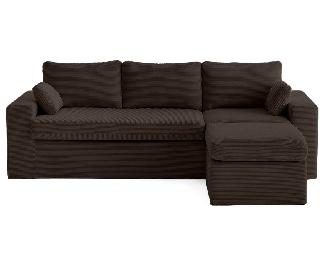 Housse en velours côtelé pour canapé d'angle 3 places et 1 pouf Calgary