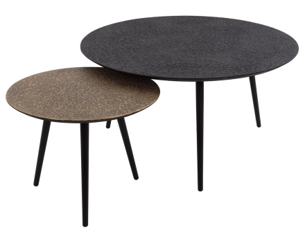 Lot de 2 tables basses doré et noir 74 et 58 cm Kahoni