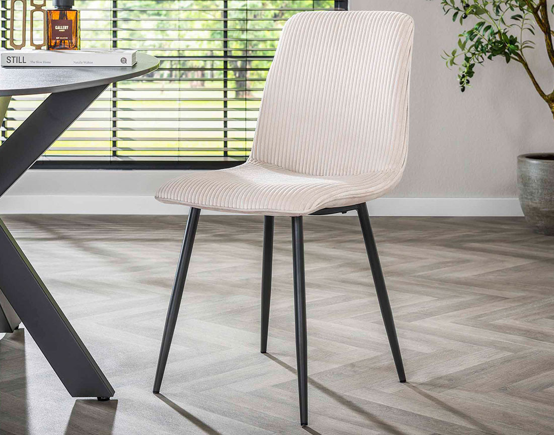 Lot de 4 chaises en velours côtelé et velours Iris