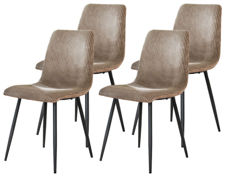 Lot de 4 chaises en velours côtelé et velours Iris