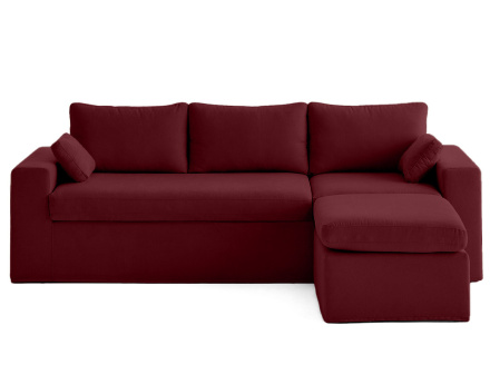 Canapé d'angle déhoussable et modulable 3 places et 1 pouf en tissu Calgary