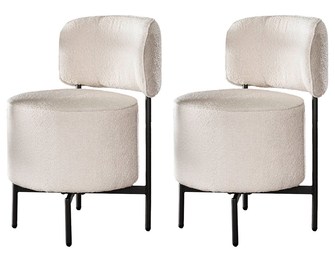 Lot de 2 chaises pivotantes en tissu bouclette Tissia