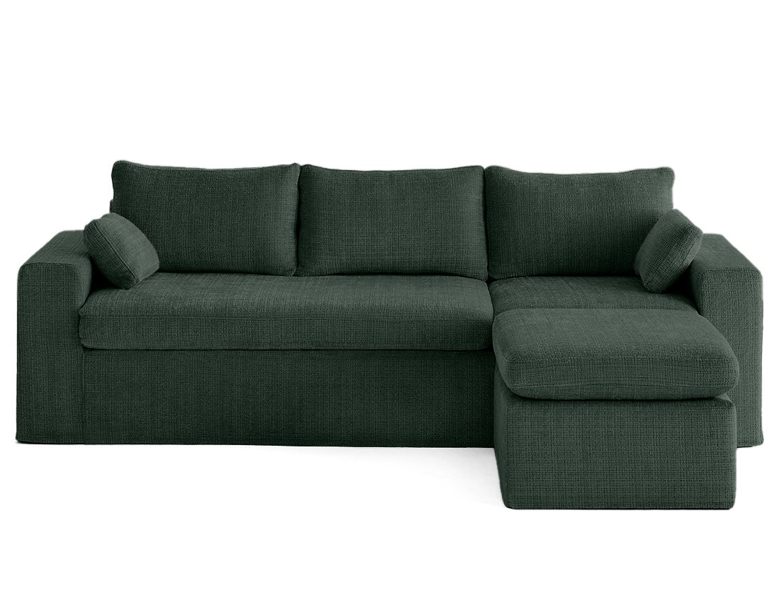 Housses en velours texturé pour canapé d'angle 3 places et 1 pouf Calgary