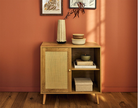 Buffet haut bois et cannage 80 cm Goto