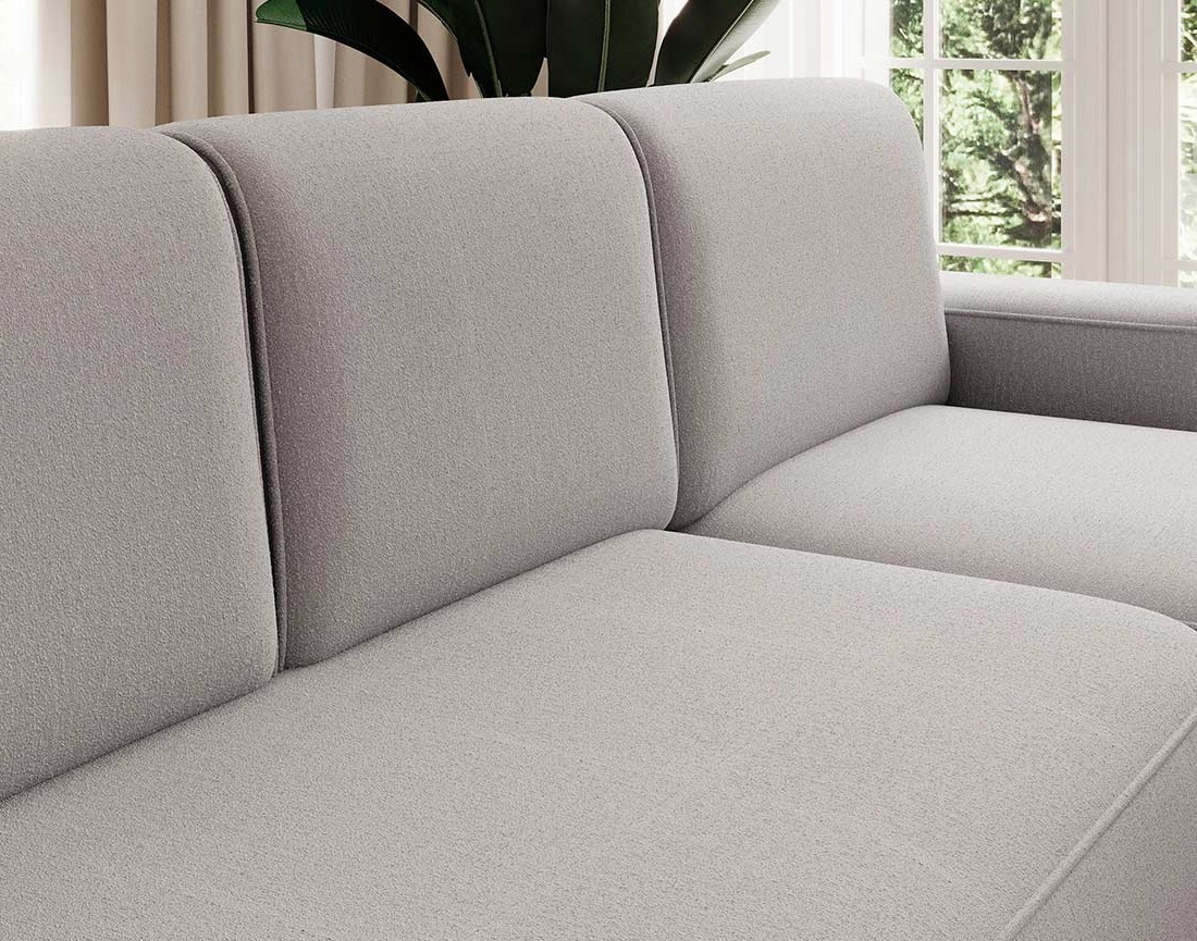 Canapé d'angle droit 4 places convertible avec coffre en tissu Sam