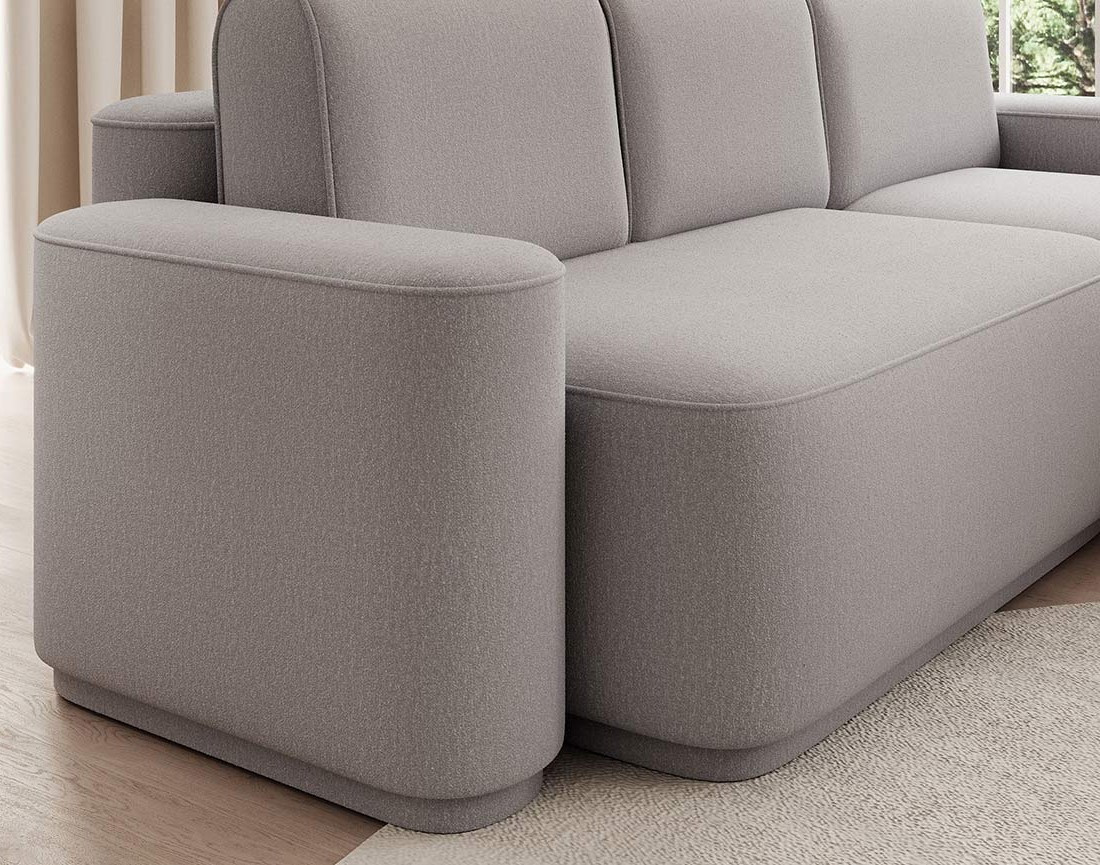 Canapé d'angle droit 4 places convertible avec coffre en tissu Sam